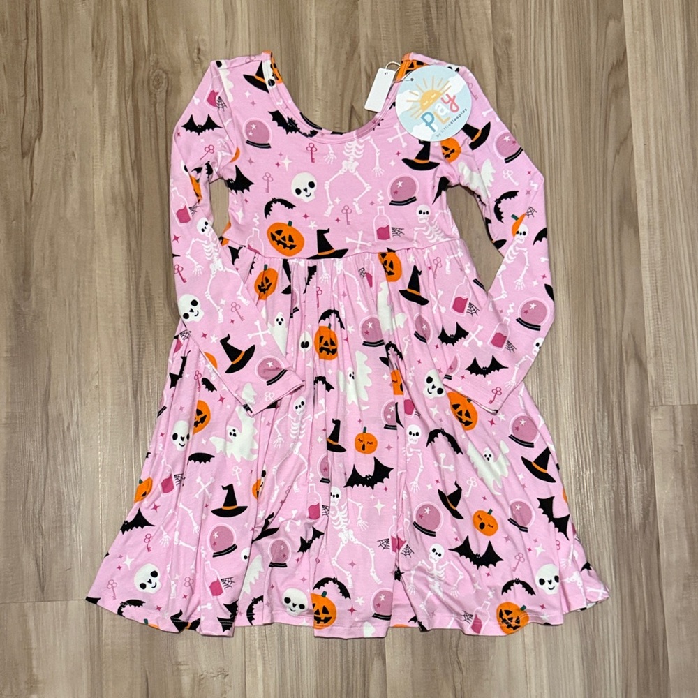 🎃🦇🩷 Little Sleepies Pink Size 6 Glowing Ghouls Twirl Dress-New w Tags 🩷🦇🎃